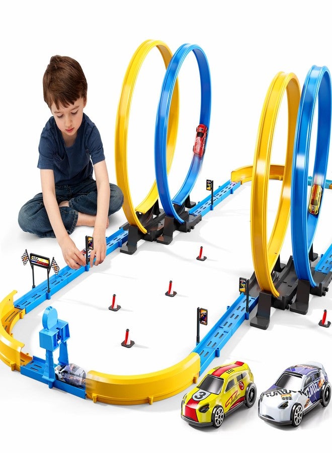 PEADUCK Slot Car Games Race Cars Toys for Boys Kids Age 5-7, Toy Cars Track Set with 4 Slot Cars, Loops and Circular Track, Slot Car Race Track Sets for 3 4 5 6 7 8+ Year Old Boy Girl Birthday Gifts - Image 1